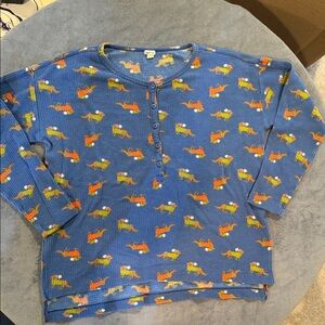 Aerie Blue Pajama Top with Colorful dachshund Print